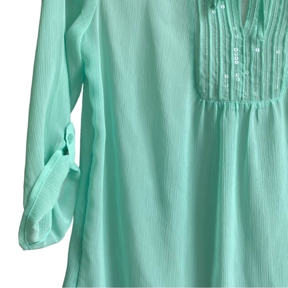 Express Women's Dainty Silk Playful Mint Green Blouse Small - Picture 5 of 6